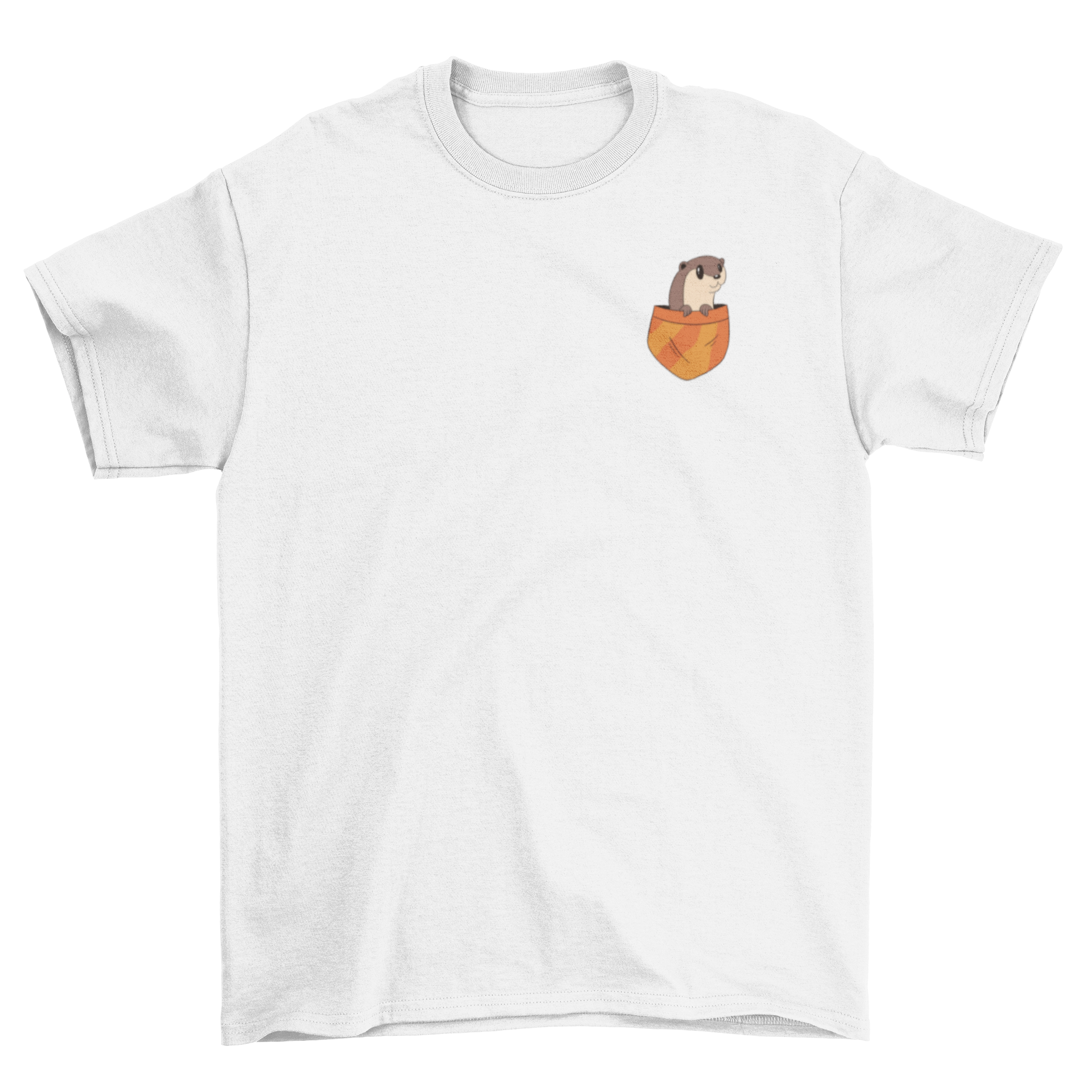 Otter Pocket T-Shirt featuring a cute otter design peeking out of a pocket, perfect for casual wear.