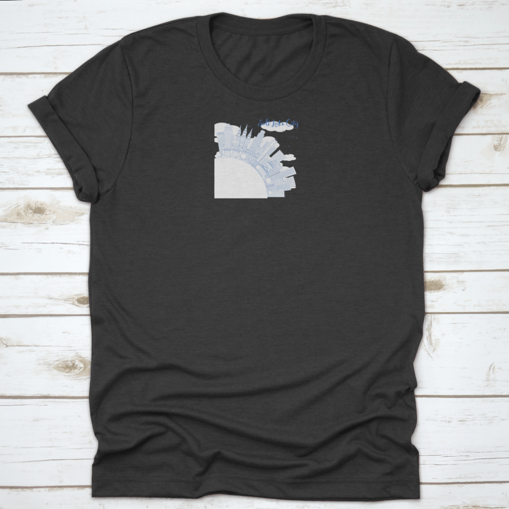Outline Salt Lake City Skyline shirt featuring blue buildings and ample copy space, showcasing a stylish design.