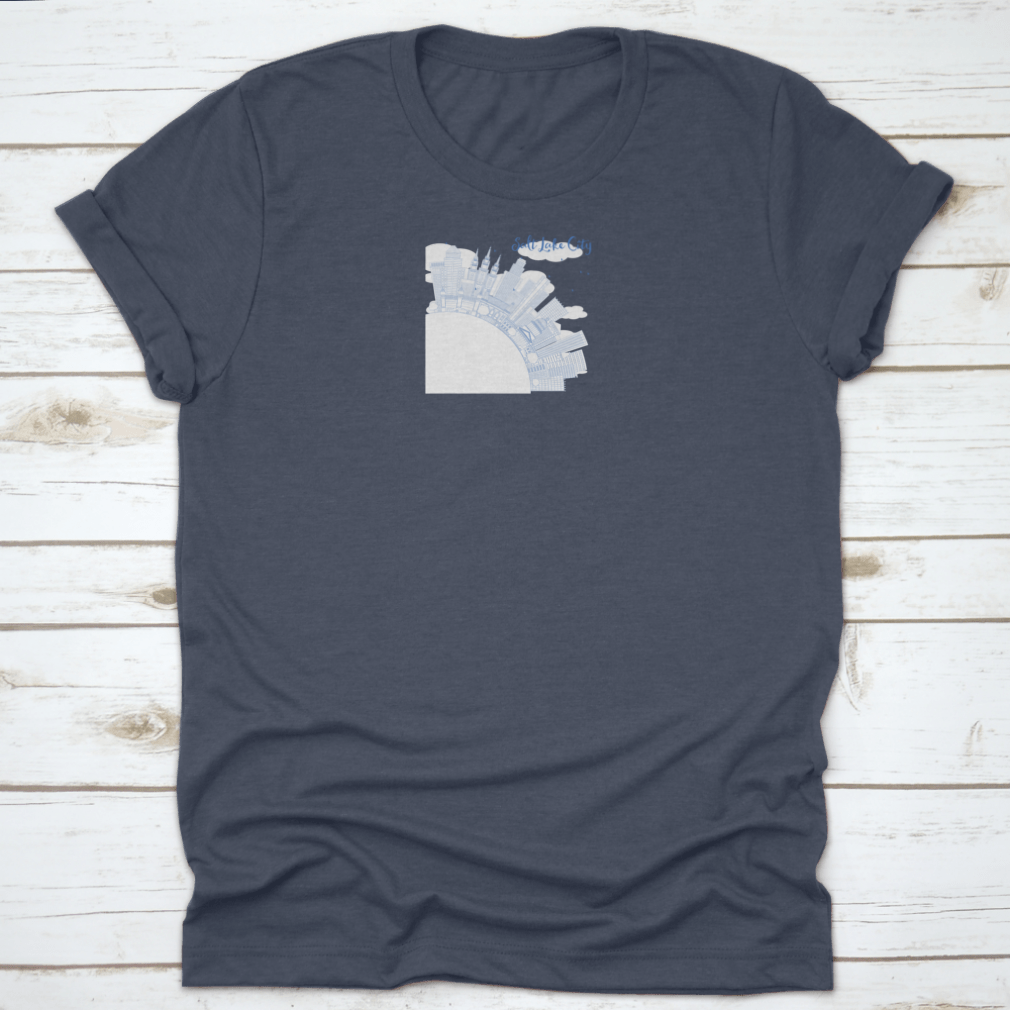 Outline Salt Lake City Skyline shirt featuring blue buildings and ample copy space, showcasing a stylish design.