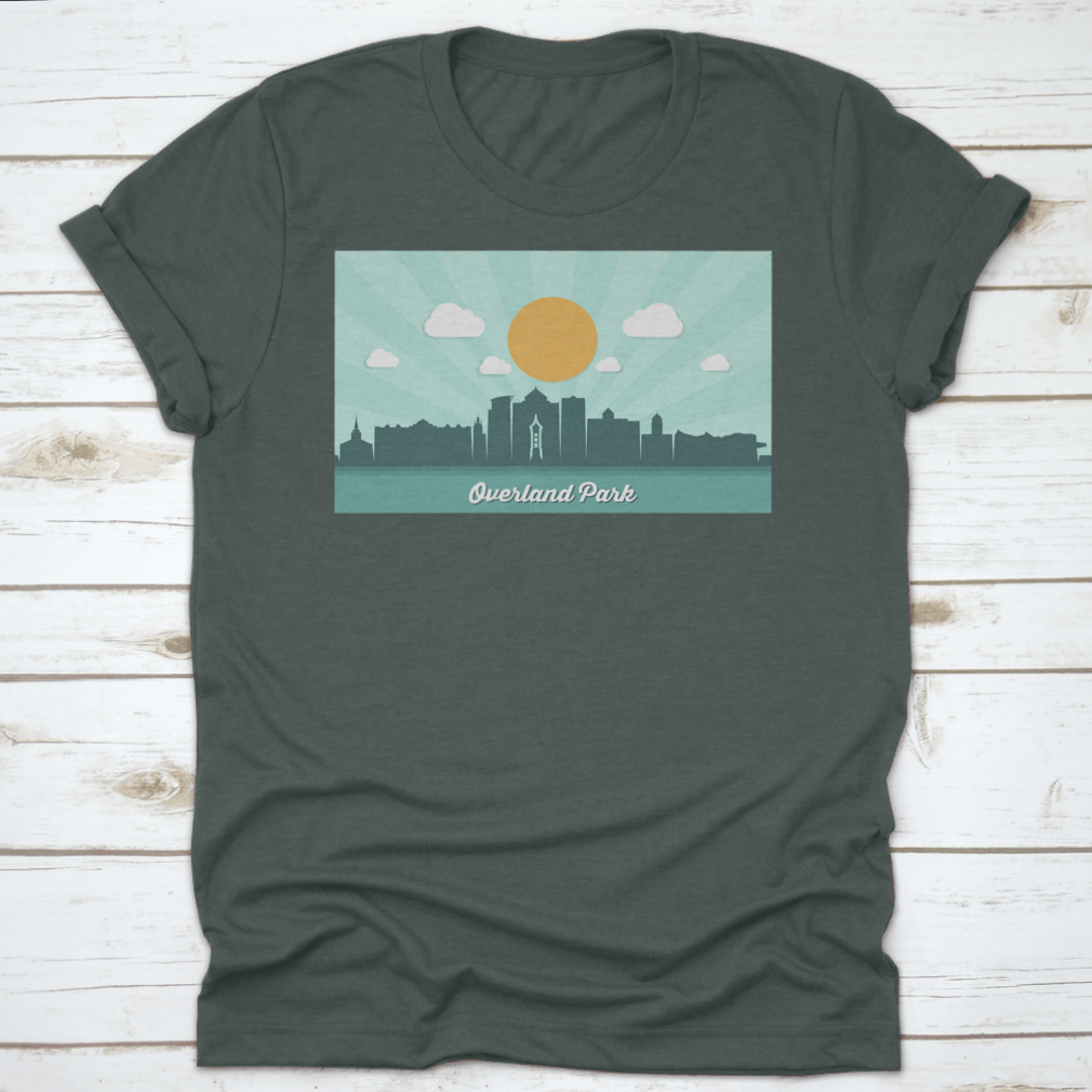 Vector illustration of the Overland Park skyline, showcasing iconic buildings and structures in Kansas, USA.