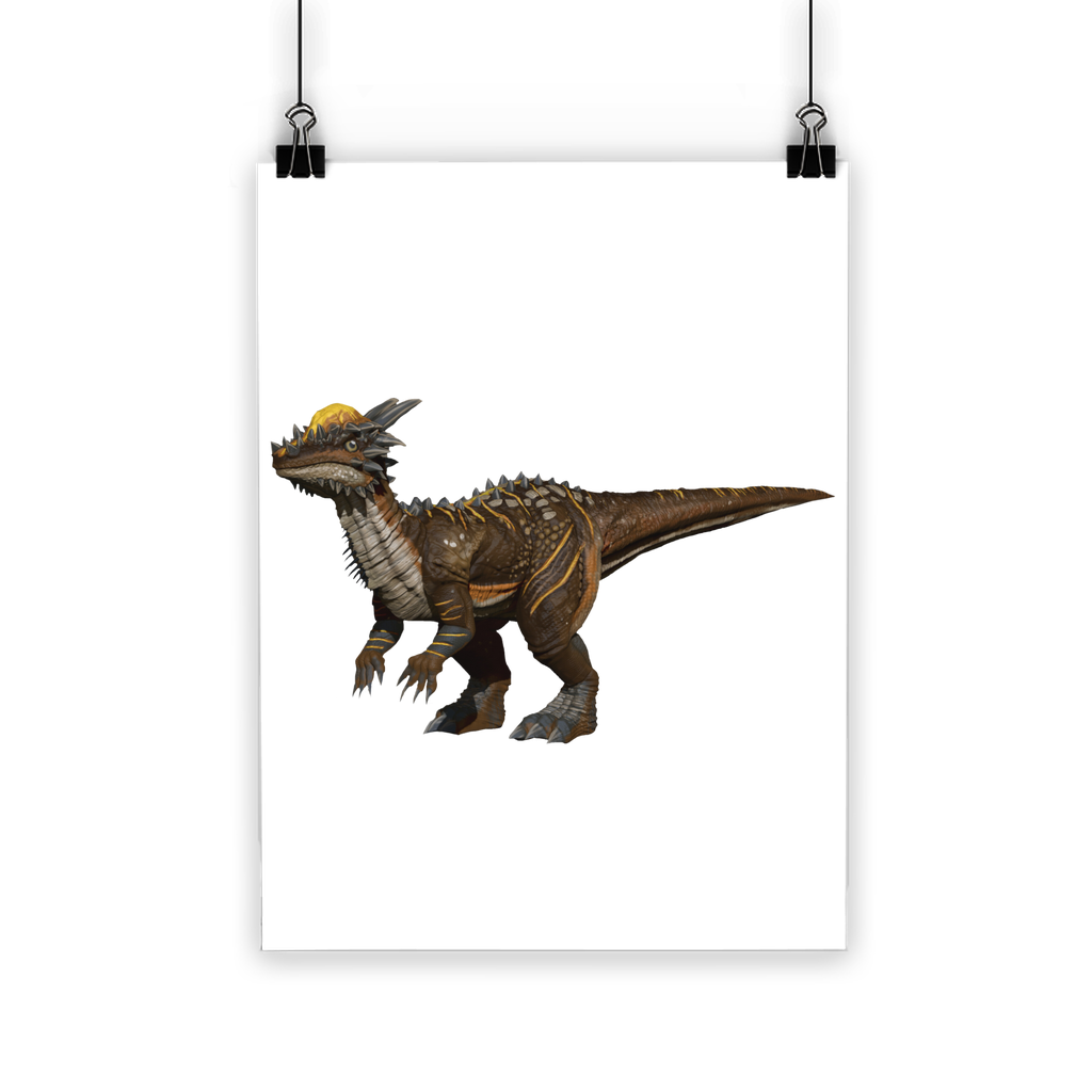 Pachycephalosaurus Classic Poster featuring vibrant colors and detailed dinosaur illustration on semi-gloss paper.