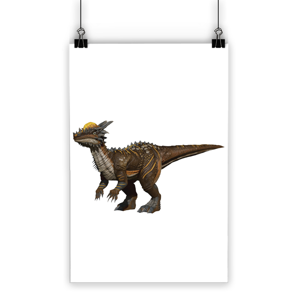 Pachycephalosaurus Classic Poster featuring vibrant colors and detailed dinosaur illustration on semi-gloss paper.