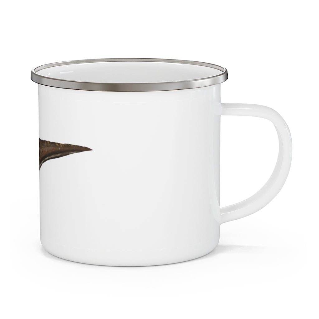 Pachycephalosaurus Enamel Camping Mug featuring a colorful dinosaur design, perfect for outdoor adventures.