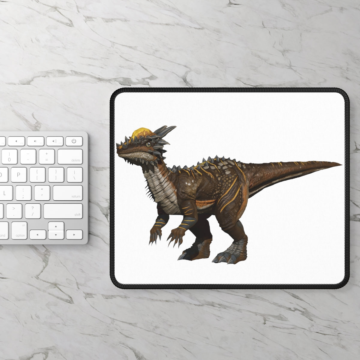 Pachycephalosaurus Gaming Mouse Pad featuring vibrant colors and stitched edges, ideal for gaming and office use.