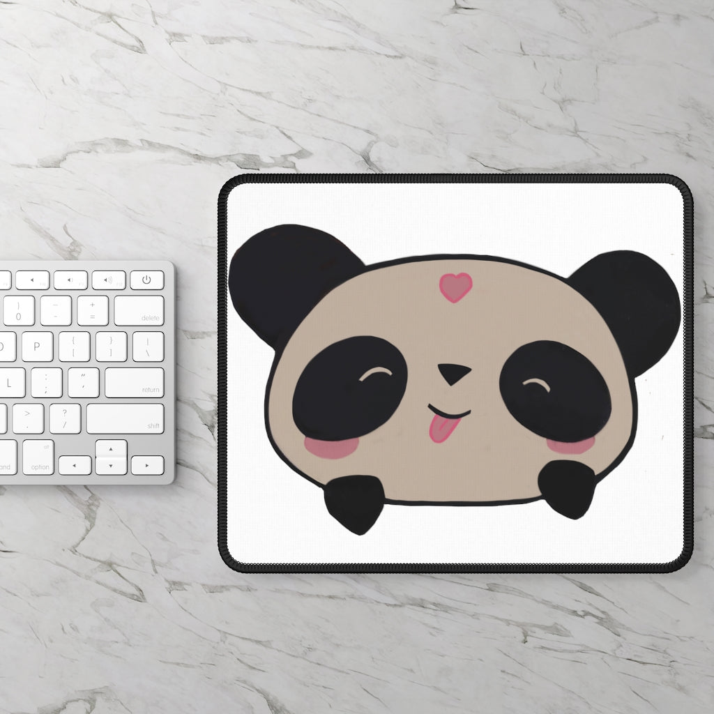 Panda Gaming Mouse Pad featuring vibrant designs and stitched edges, ideal for gaming and work.