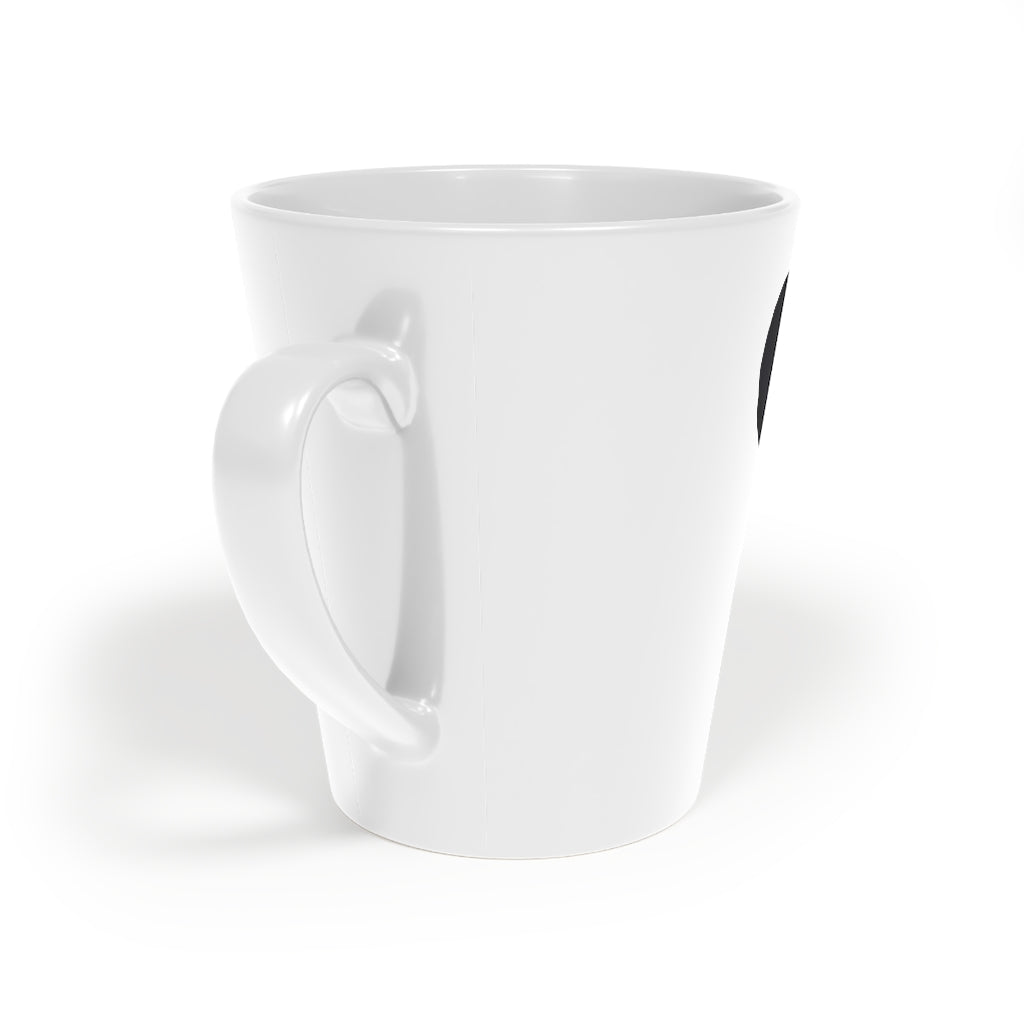 A stylish Panda Latte Mug with a C-shaped handle, made of durable white ceramic, featuring a scratch-resistant finish.