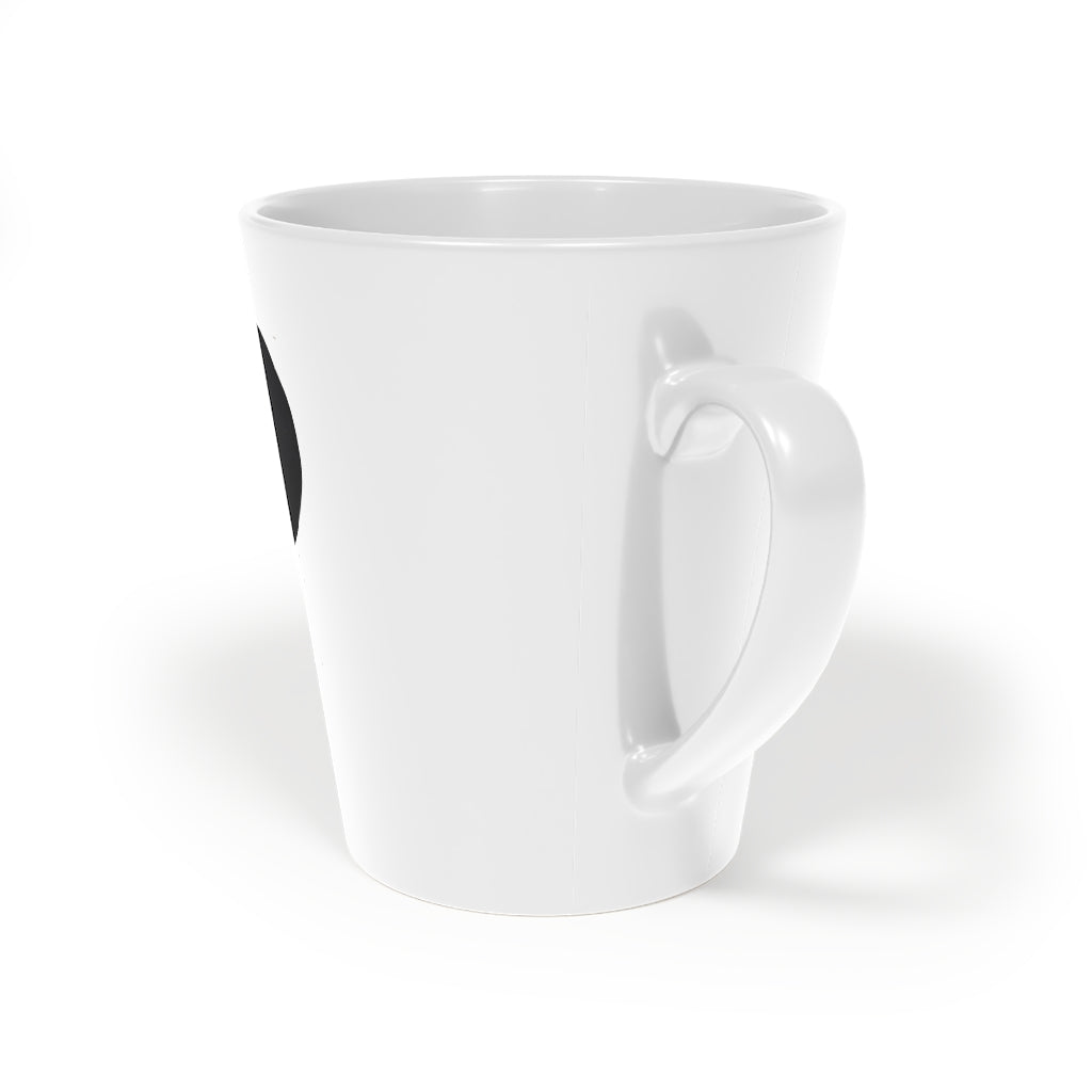 A stylish Panda Latte Mug with a C-shaped handle, made of durable white ceramic, featuring a scratch-resistant finish.