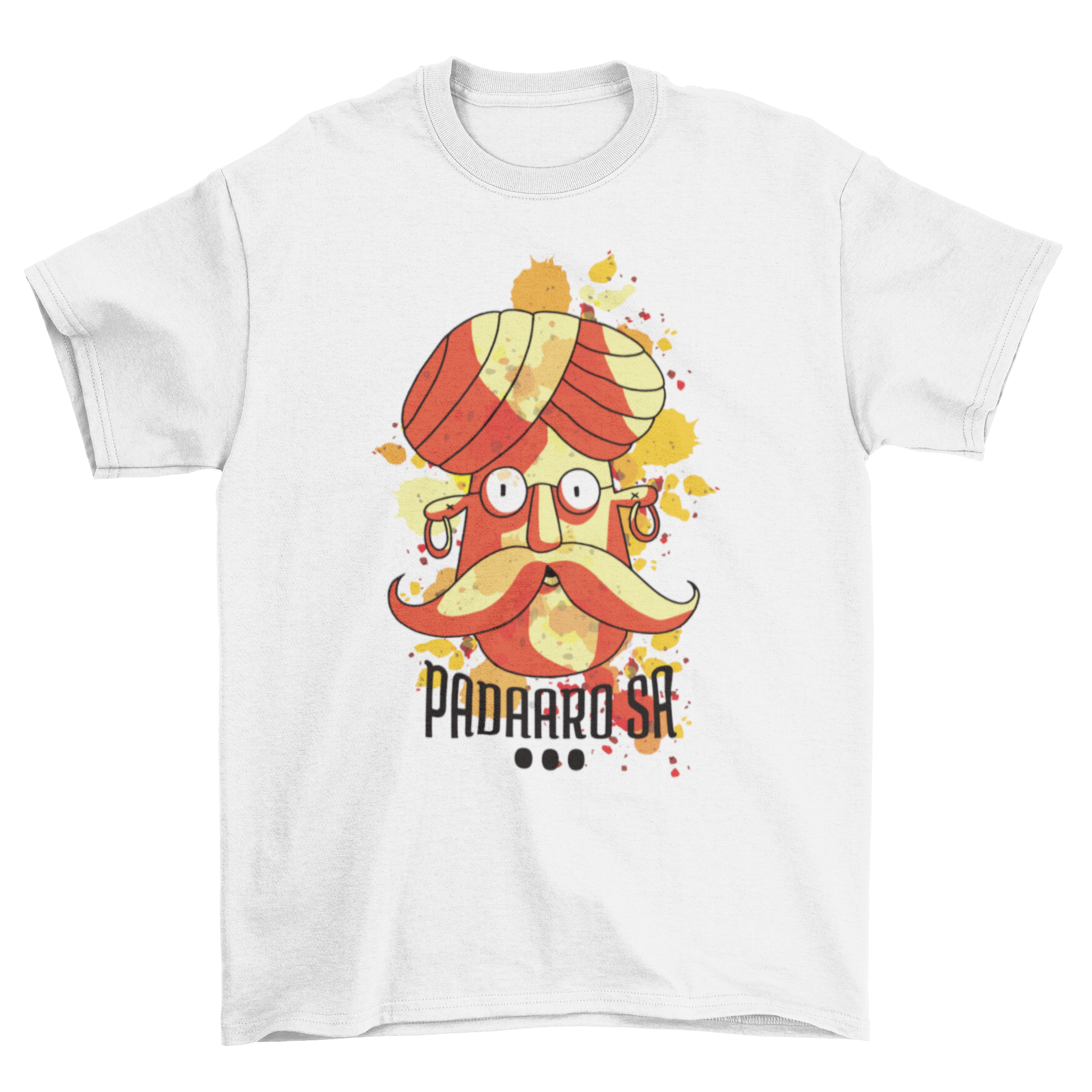 A stylish Pandaaro Sa t-shirt featuring a cartoon illustration of a man with an inspiring quote.