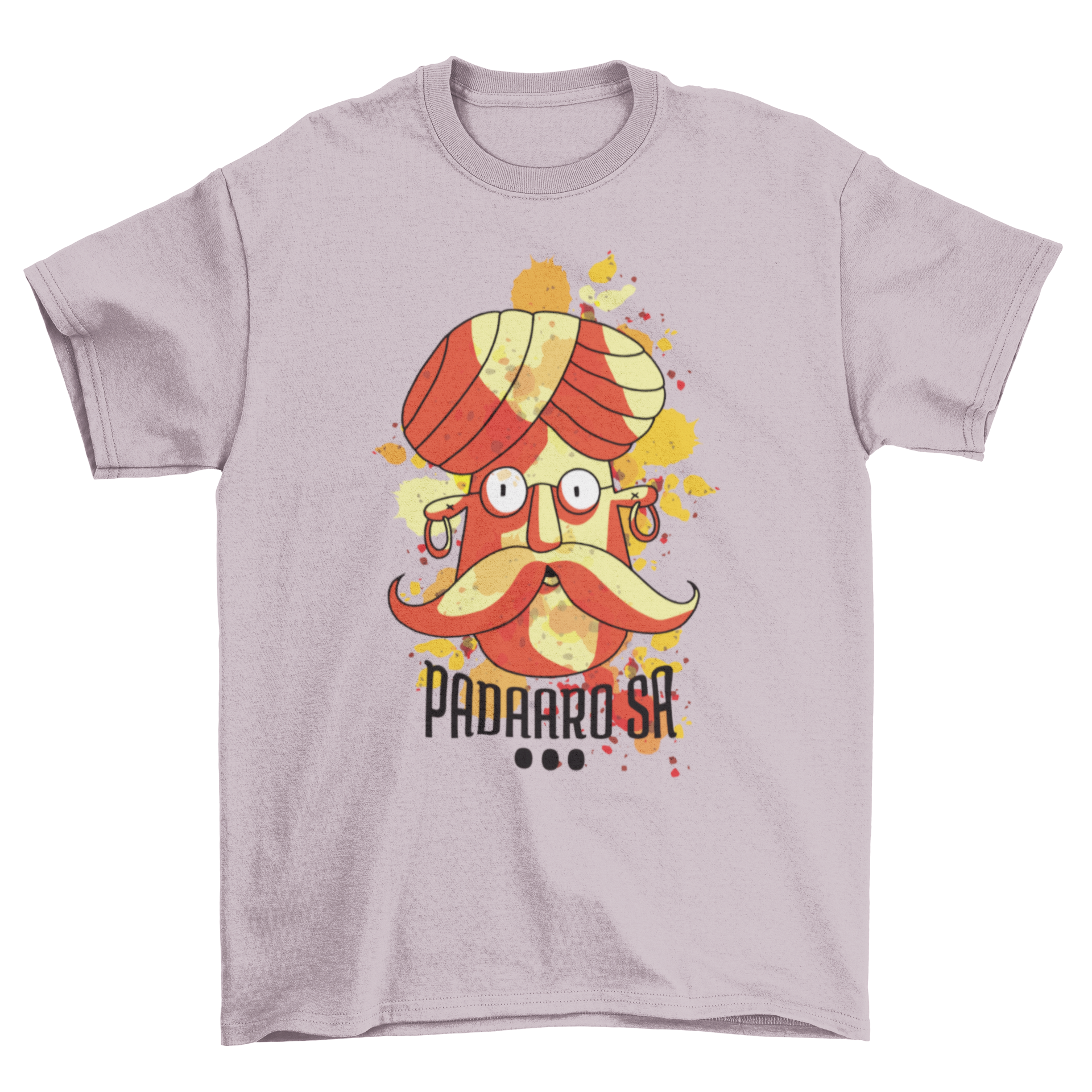 A stylish Pandaaro Sa t-shirt featuring a cartoon illustration of a man with an inspiring quote.