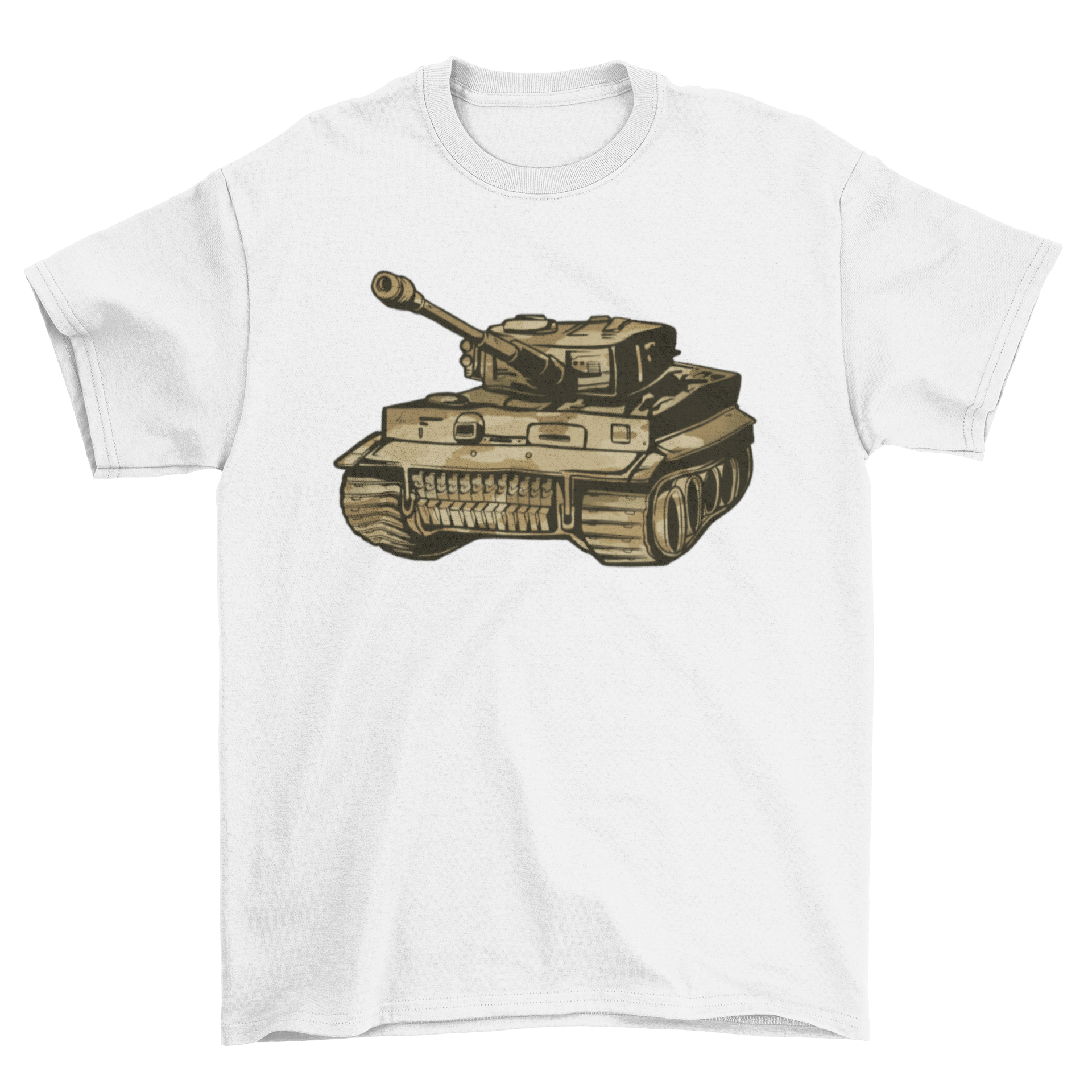 A stylish Panzer tank t-shirt featuring a detailed military tank illustration on a soft cotton fabric.