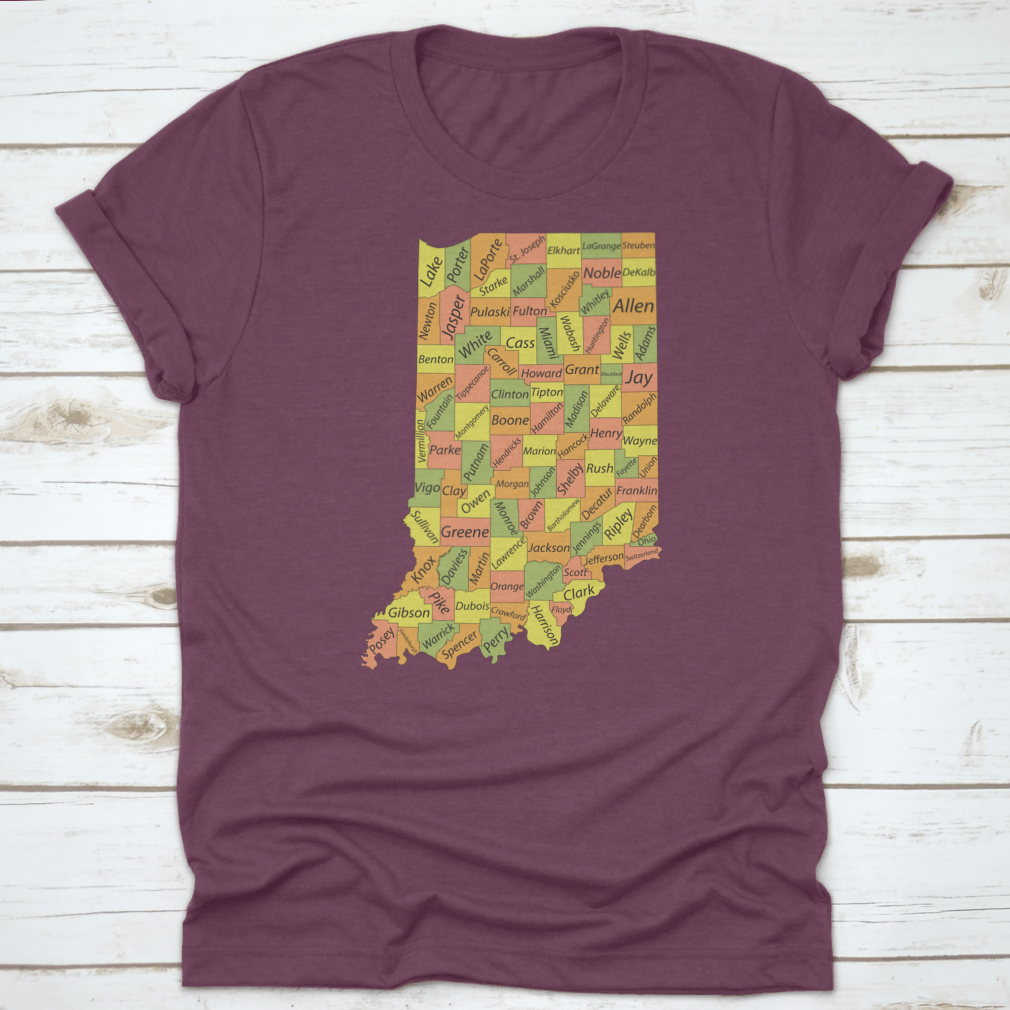 Pastel t-shirt featuring the Federal State of Indiana, made from 100% cotton with a classic fit and midweight fabric.