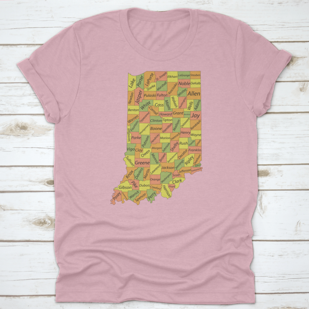Pastel t-shirt featuring the Federal State of Indiana, made from 100% cotton with a classic fit and midweight fabric.