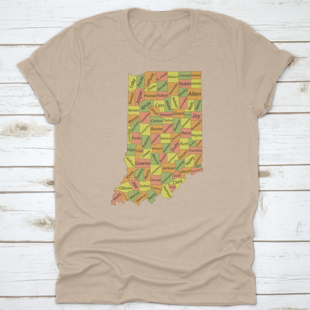 Pastel t-shirt featuring the Federal State of Indiana, made from 100% cotton with a classic fit and midweight fabric.