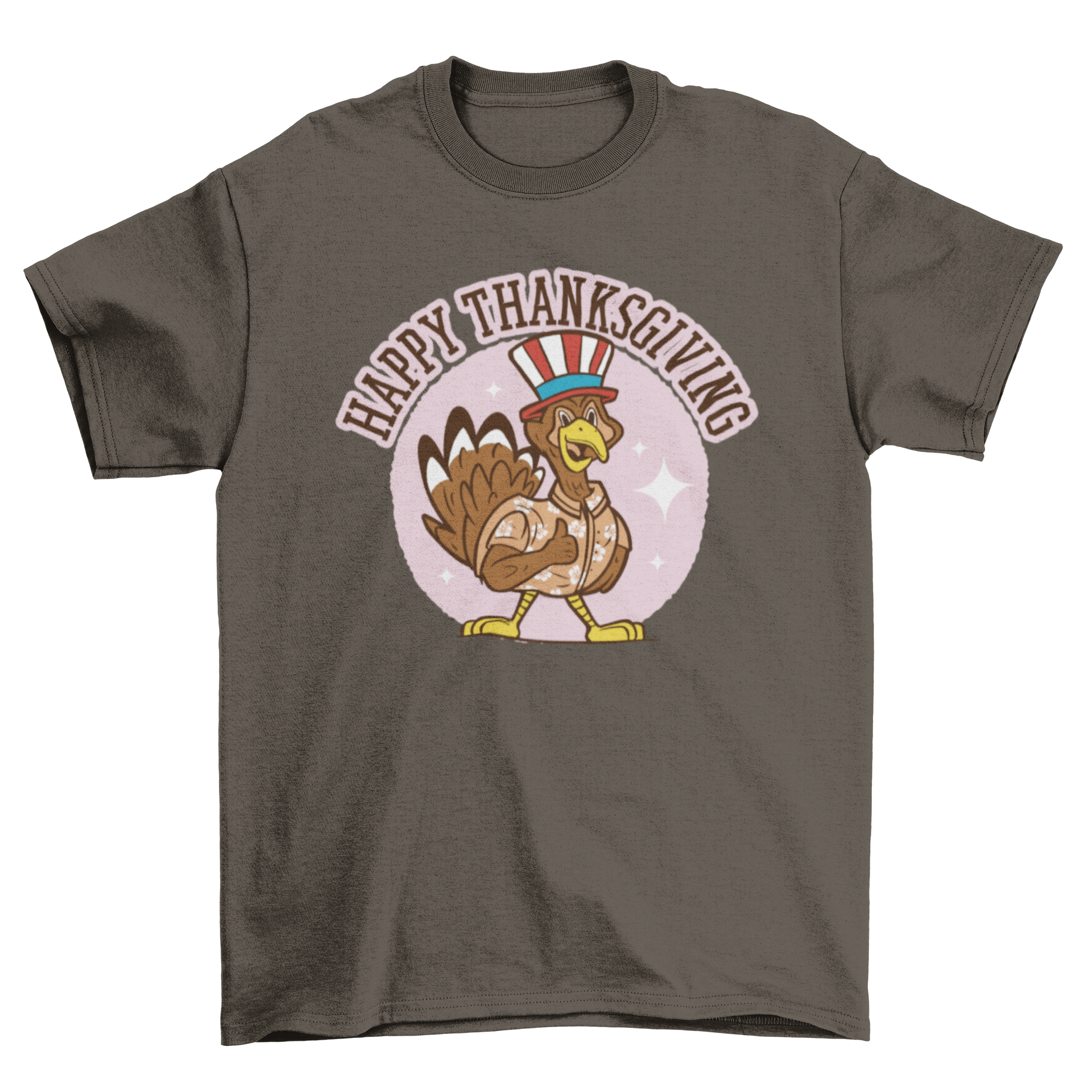 Patriot Thanksgiving t-shirt featuring a turkey with a festive hat and the quote 'Happy Thanksgiving'.