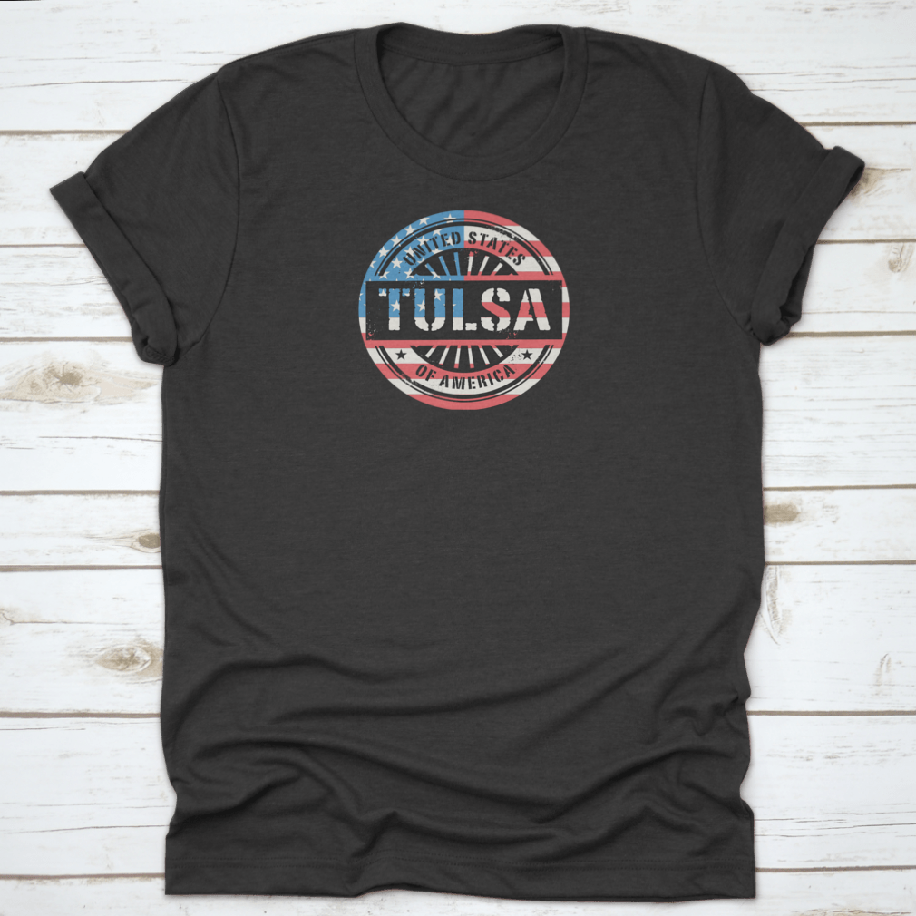 Patriotic Rubber Stamp featuring typography text 'Tulsa, United States', ideal for crafting and personalizing projects.
