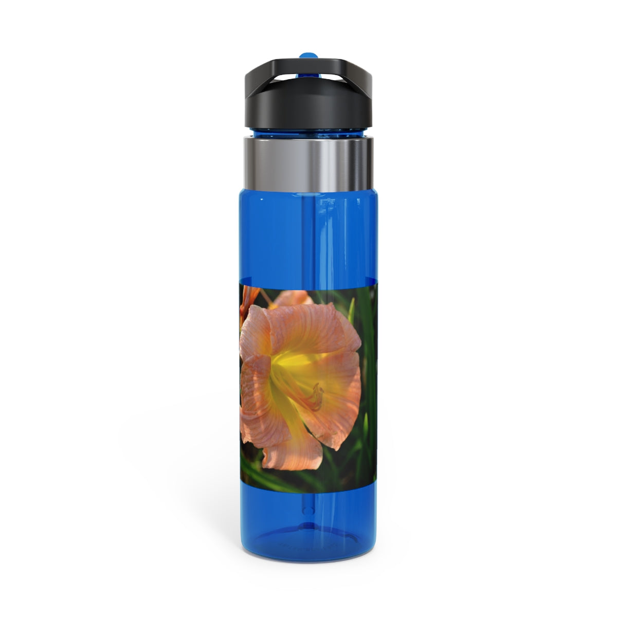 Peach and Yellow Flower Kensington Tritan™ Sport Bottle, 20oz with a stylish floral design and carabiner hook.