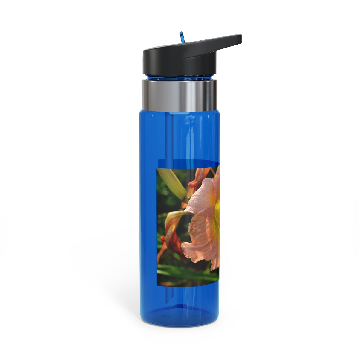 Peach and Yellow Flower Kensington Tritan™ Sport Bottle, 20oz with a stylish floral design and carabiner hook.