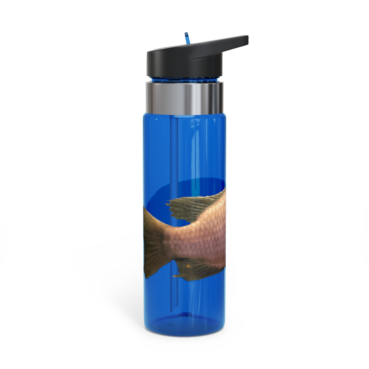 Peach Fish Kensington Tritan™ Sport Bottle, 20oz, featuring a screw-on lid, straw, and carabiner hook, ideal for hydration on the go.