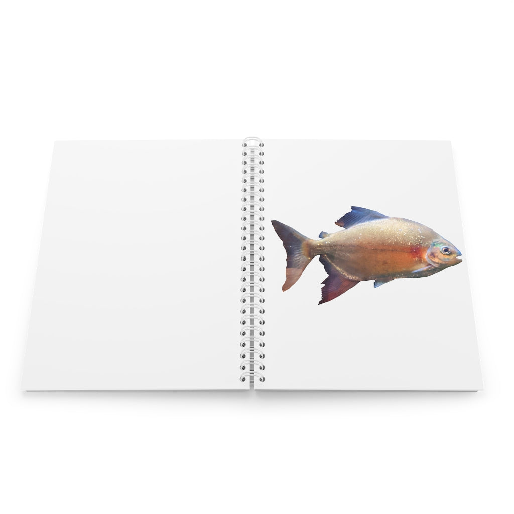 Peach Fish Spiral Notebook with customizable covers and wide-ruled pages, featuring a semi-gloss laminated finish.