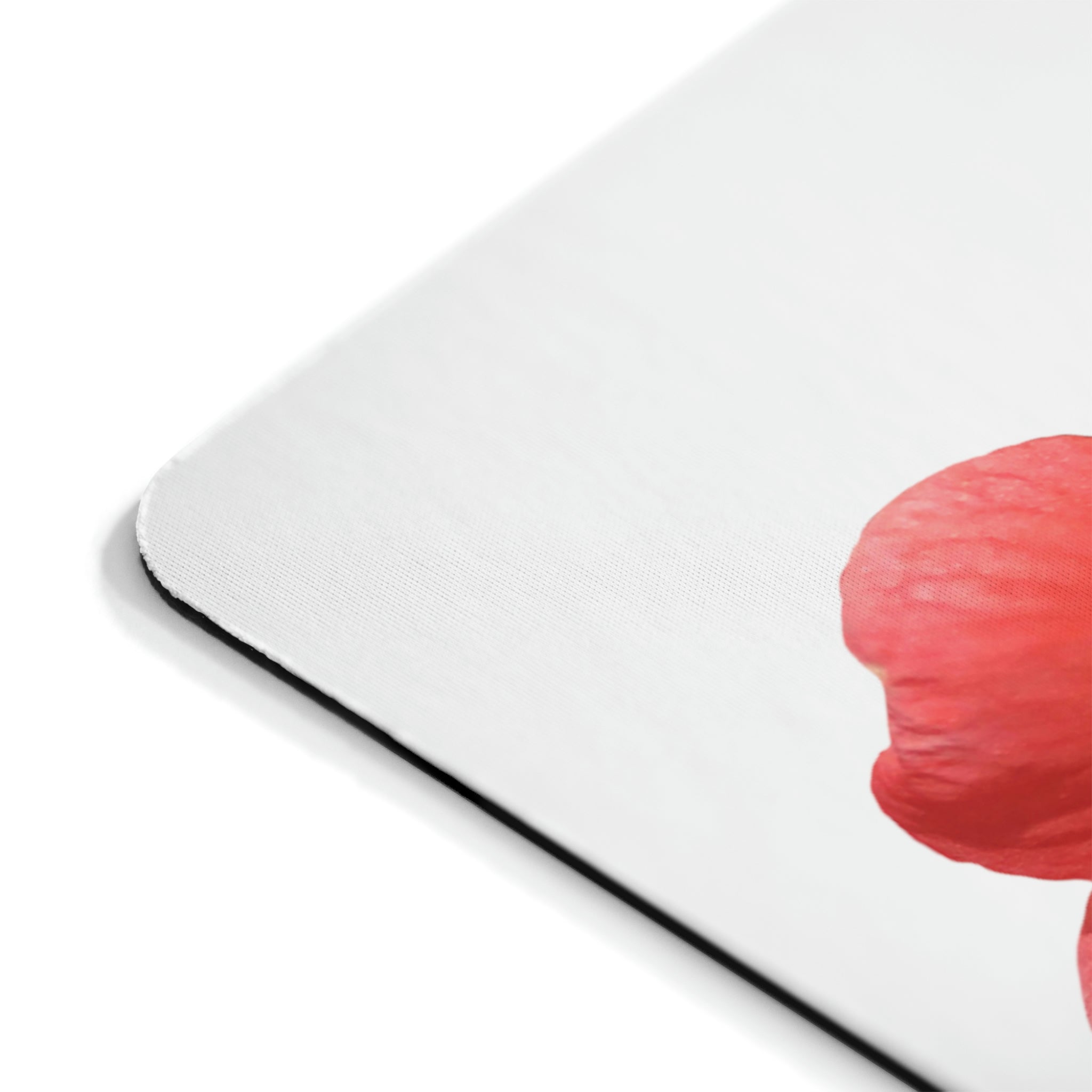 Peach Red Flower Mouse Pad featuring a vibrant floral design on a smooth surface with a non-slip rubber base.