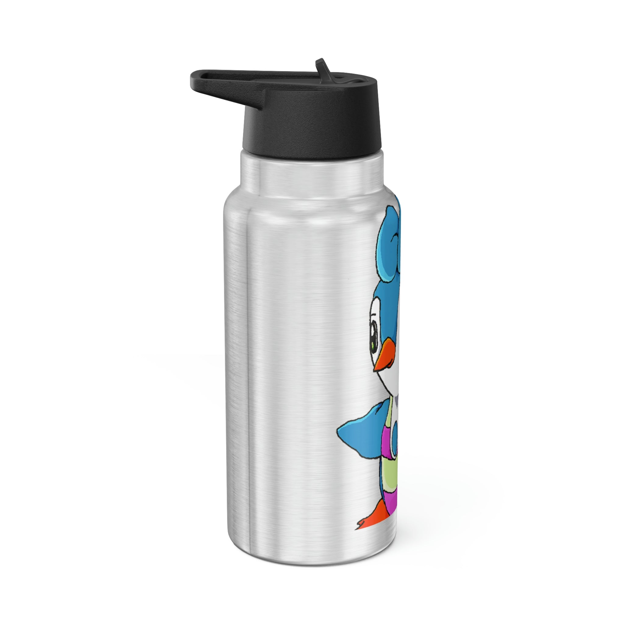 Penny Gator Tumbler, 32oz in stainless steel with a custom design and plastic straw.