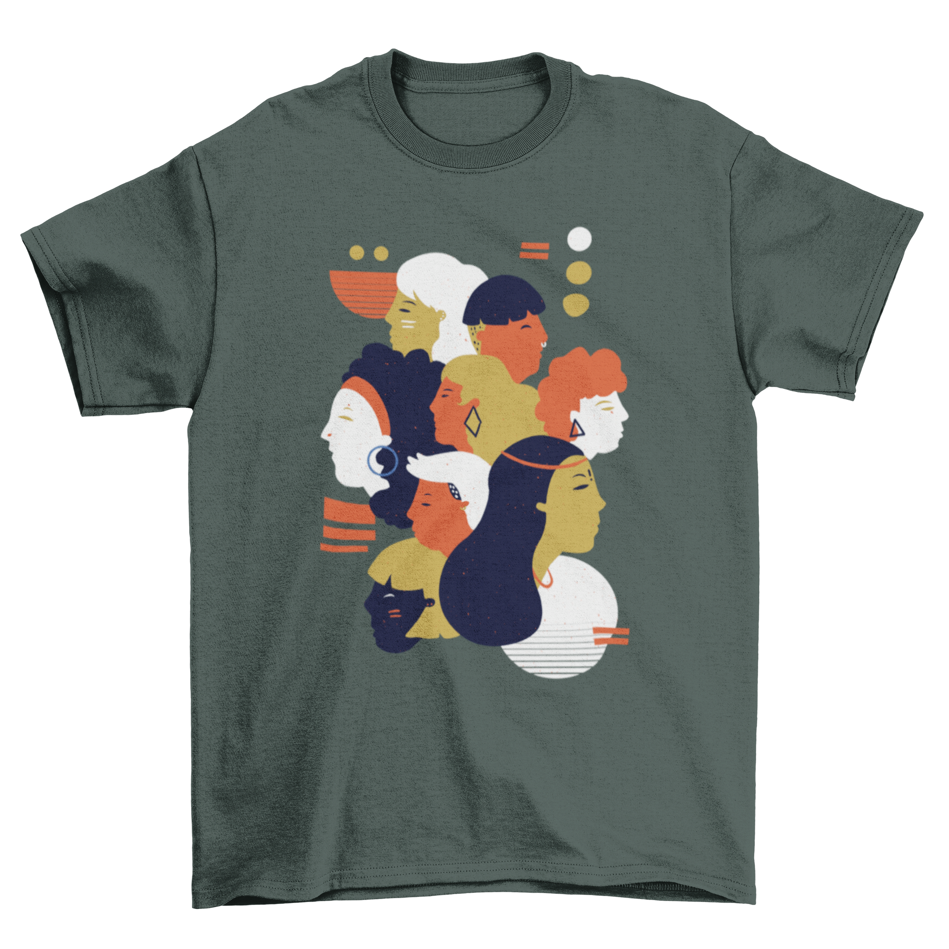 A stylish People Abstract T-Shirt featuring an artistic illustration of a diverse group of people in abstract form.