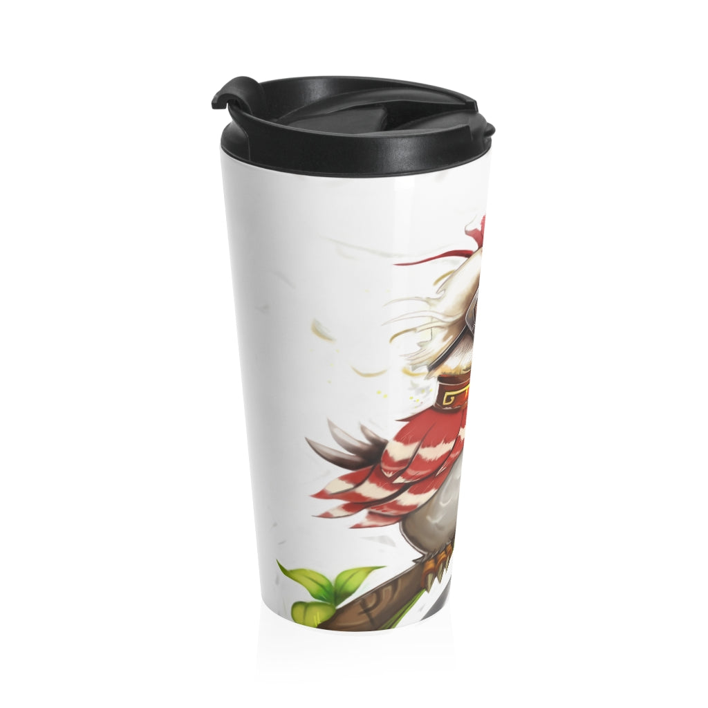 Pete the Sweet Little Bird Stainless Steel Travel Mug with a vibrant design, perfect for coffee and tea lovers.