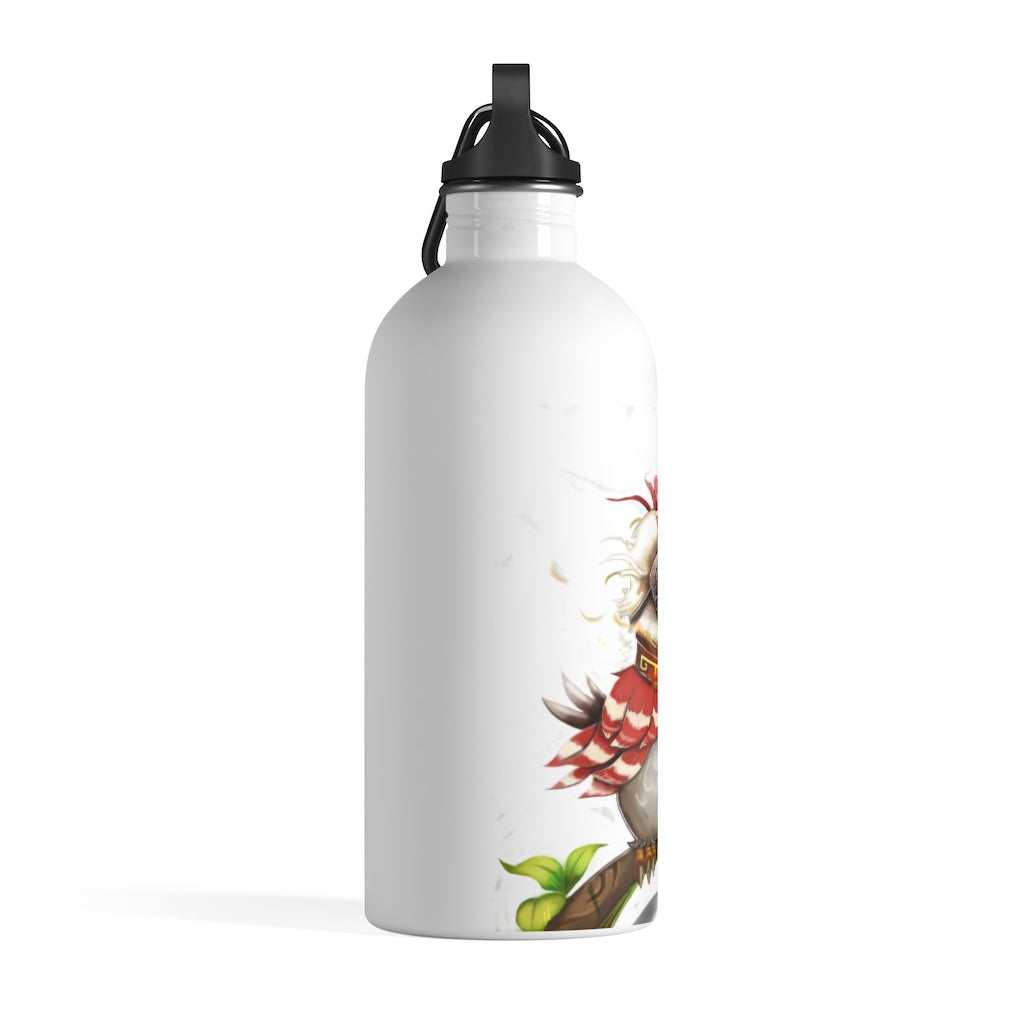 Pete the Sweet Little Bird Stainless Steel Water Bottle with a colorful bird design and a plastic screw top, ideal for hydration on the go.