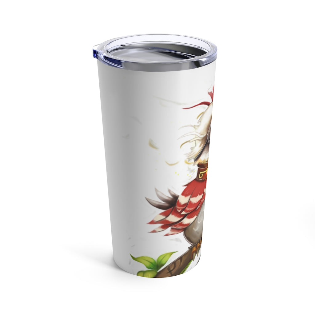 20oz stainless steel tumbler featuring Pete the Sweet Little Bird design with a see-thru plastic lid.