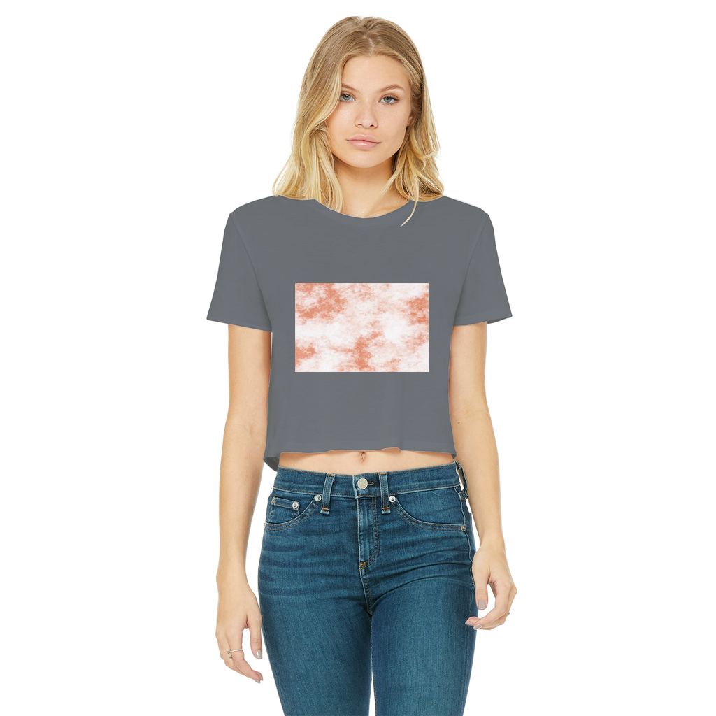 Classic Women's Cropped Raw Edge T-Shirt in various colors with a round neck and raw edge hem.