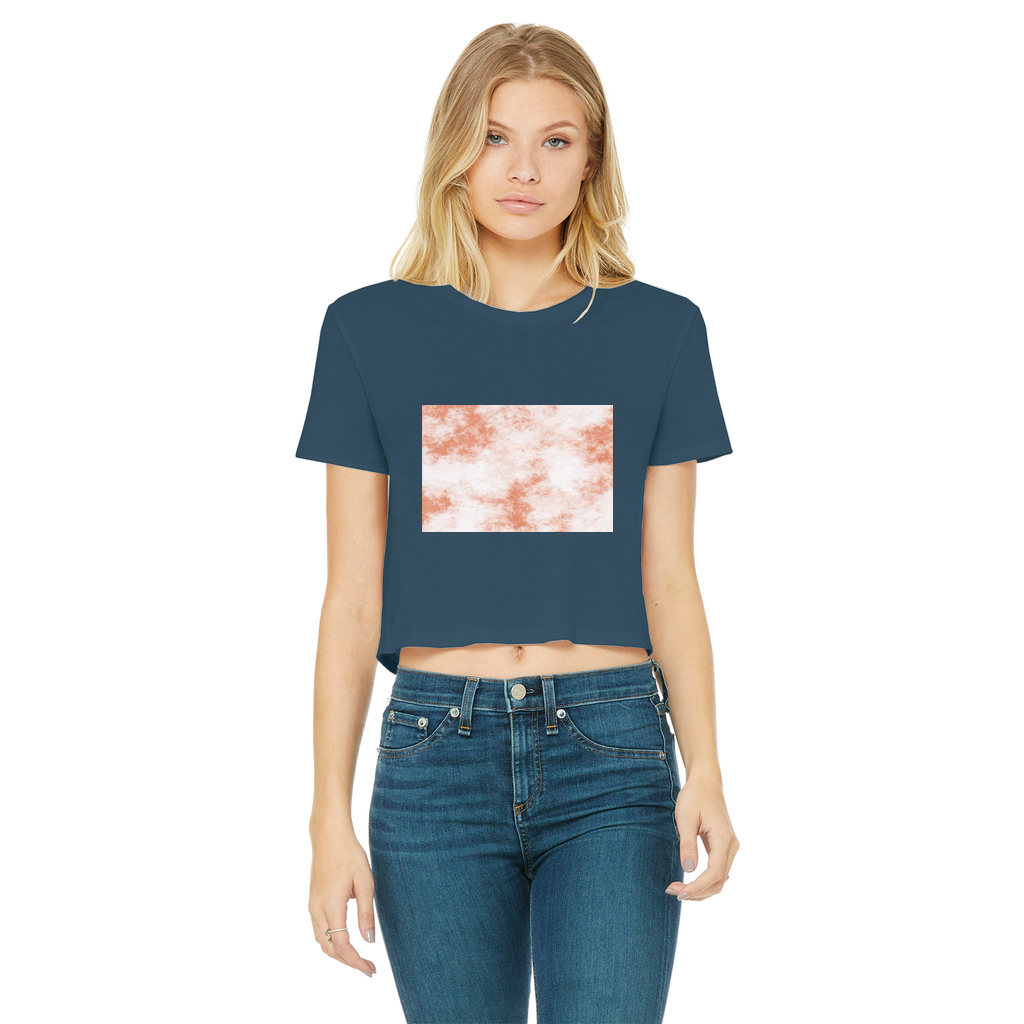 Classic Women's Cropped Raw Edge T-Shirt in various colors with a round neck and raw edge hem.