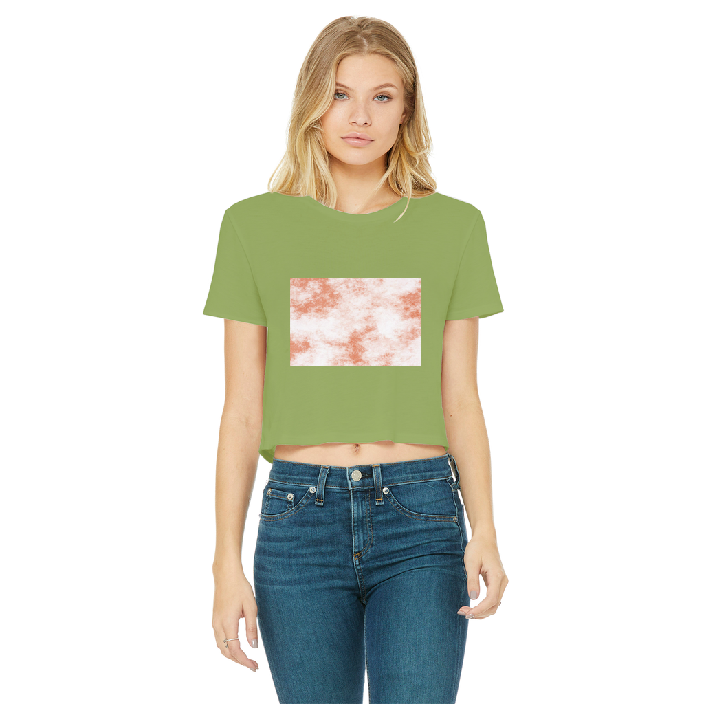 Classic Women's Cropped Raw Edge T-Shirt in various colors with a round neck and raw edge hem.