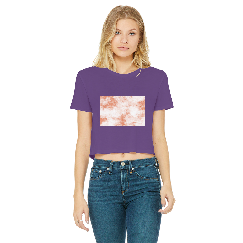 Classic Women's Cropped Raw Edge T-Shirt in various colors with a round neck and raw edge hem.