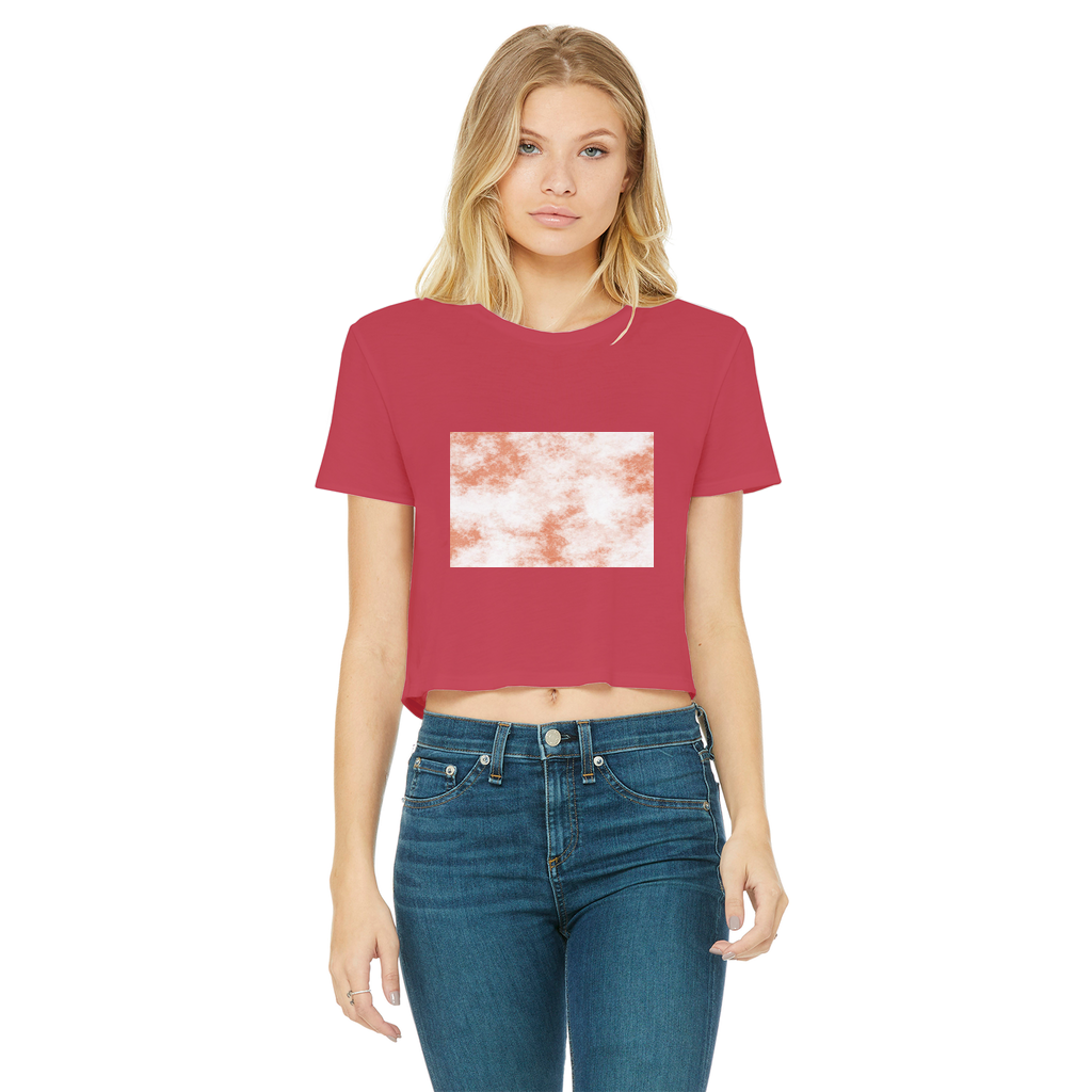 Classic Women's Cropped Raw Edge T-Shirt in various colors with a round neck and raw edge hem.