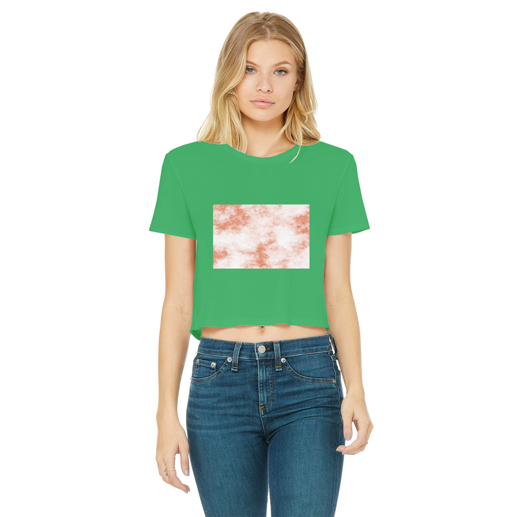 Classic Women's Cropped Raw Edge T-Shirt in various colors with a round neck and raw edge hem.