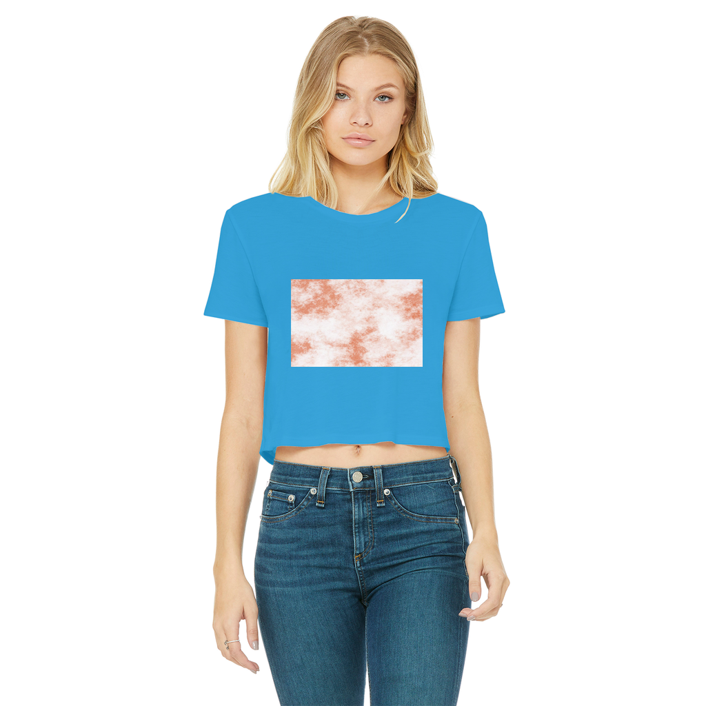 Classic Women's Cropped Raw Edge T-Shirt in various colors with a round neck and raw edge hem.