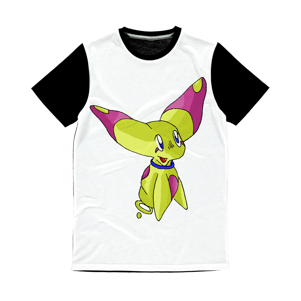 Phaff Classic Sublimation Panel T-Shirt featuring a vibrant front design and plain black back, ideal for sublimation printing.