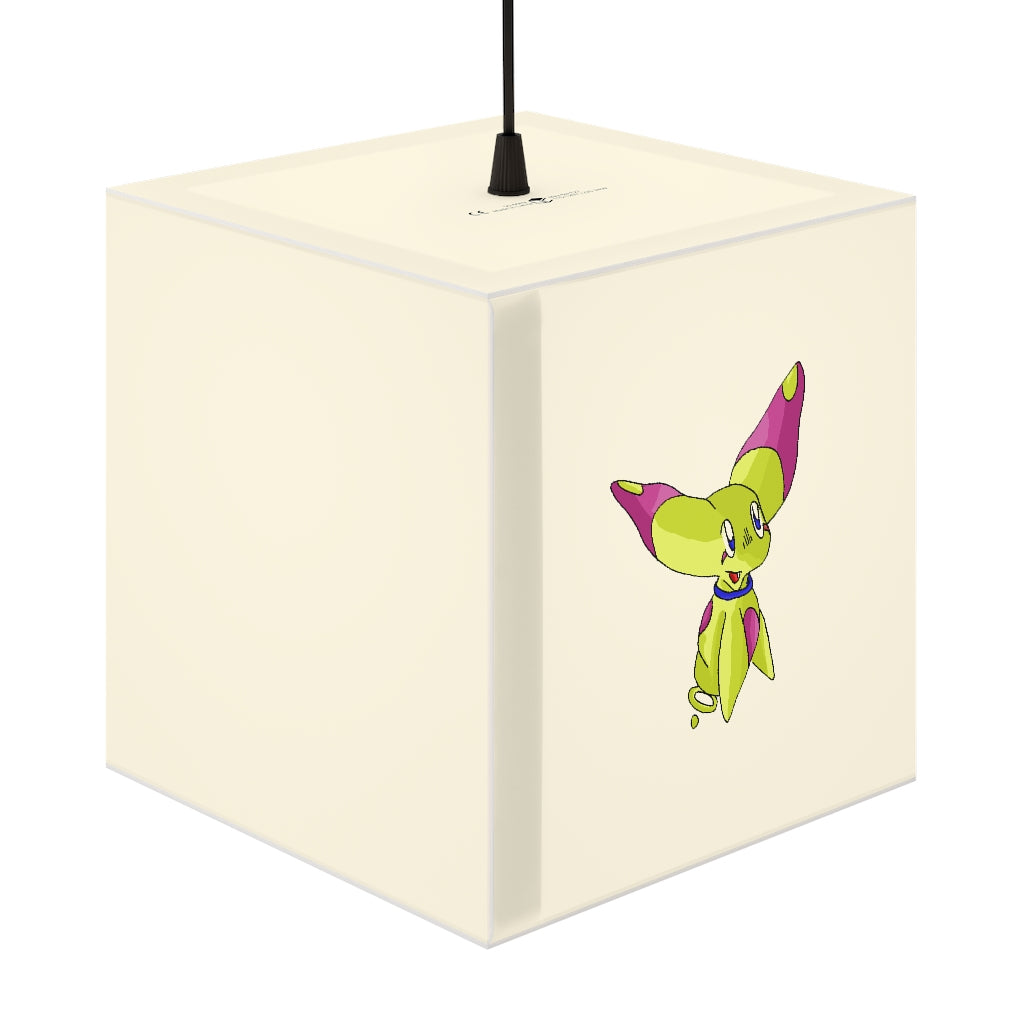 A stylish Phaff Personalized Lamp in a cube shape, showcasing unique designs and available in two sizes, perfect for home or shop decor.