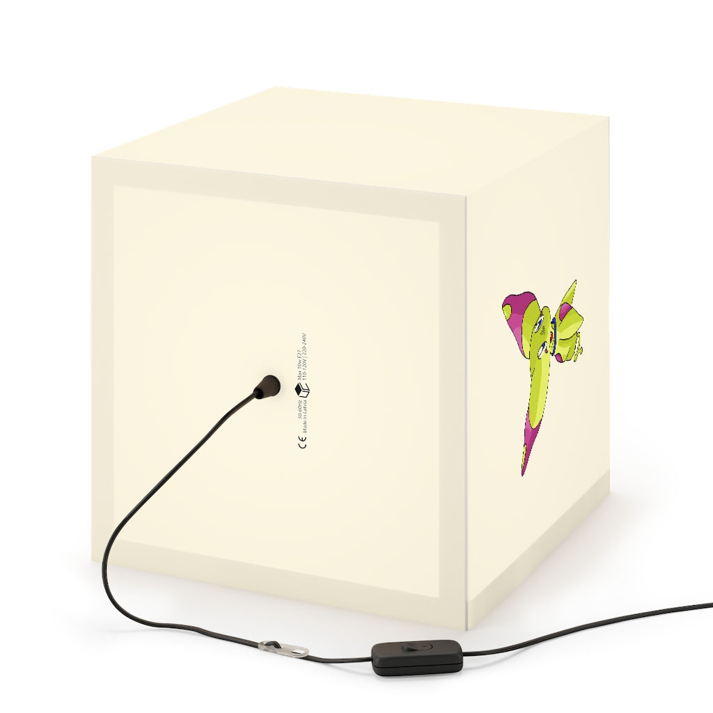 A stylish Phaff Personalized Lamp in a cube shape, showcasing unique designs and available in two sizes, perfect for home or shop decor.