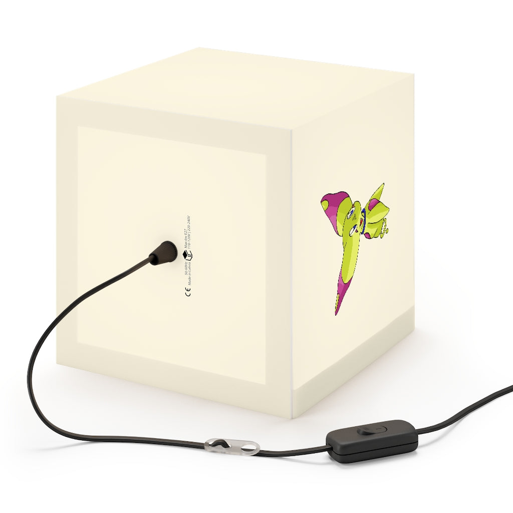 A stylish Phaff Personalized Lamp in a cube shape, showcasing unique designs and available in two sizes, perfect for home or shop decor.