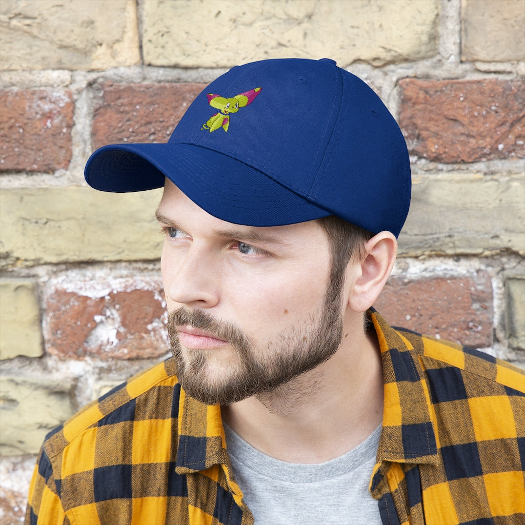 Phaff Unisex Twill Hat in solid color, showcasing its 6-panel design and adjustable Velcro closure.