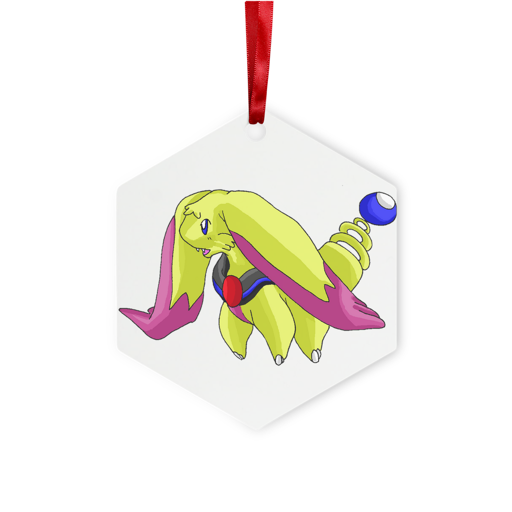 Phaffoff Metal Hanging Ornament in hexagon and star shapes, featuring a gloss white finish and red ribbon for hanging.