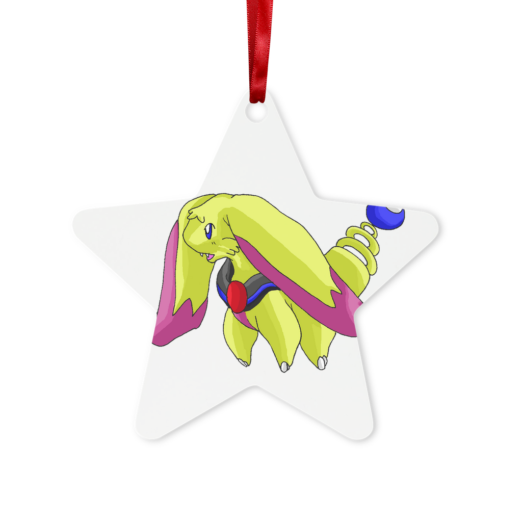 Phaffoff Metal Hanging Ornament in hexagon and star shapes, featuring a gloss white finish and red ribbon for hanging.