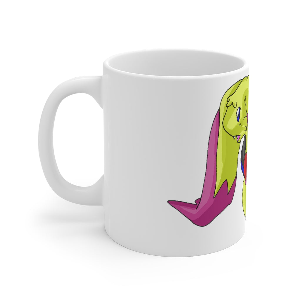 Phaffoff Mug 11oz in white ceramic with rounded corners and C-Handle, perfect for coffee, tea, and hot chocolate.