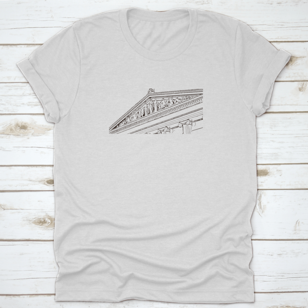 Hand-drawn design of the Philadelphia Museum of Art on a comfortable cotton t-shirt, showcasing artistic details.
