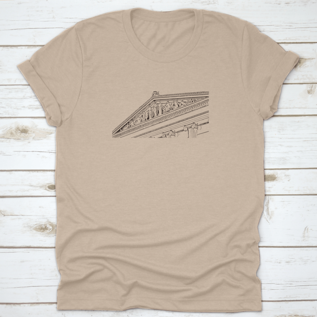 Hand-drawn design of the Philadelphia Museum of Art on a comfortable cotton t-shirt, showcasing artistic details.