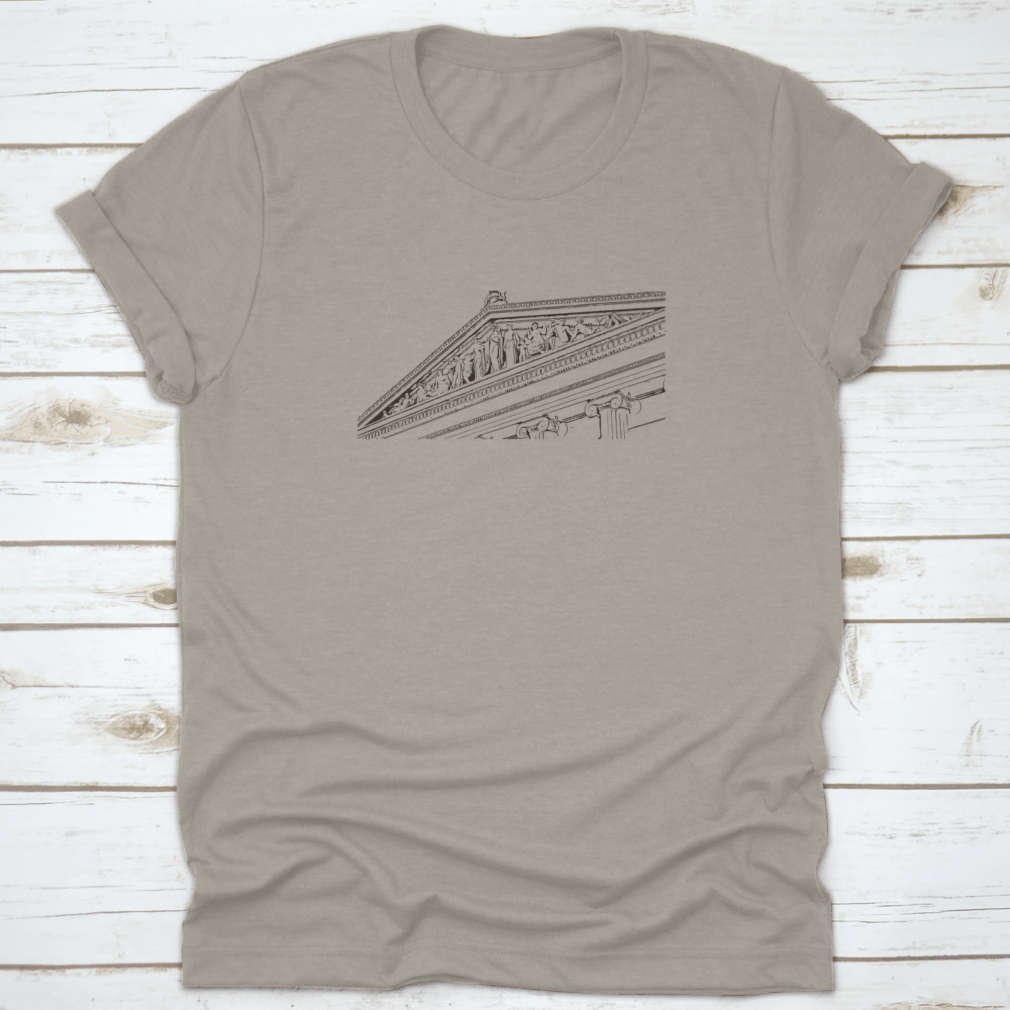Hand-drawn design of the Philadelphia Museum of Art on a comfortable cotton t-shirt, showcasing artistic details.