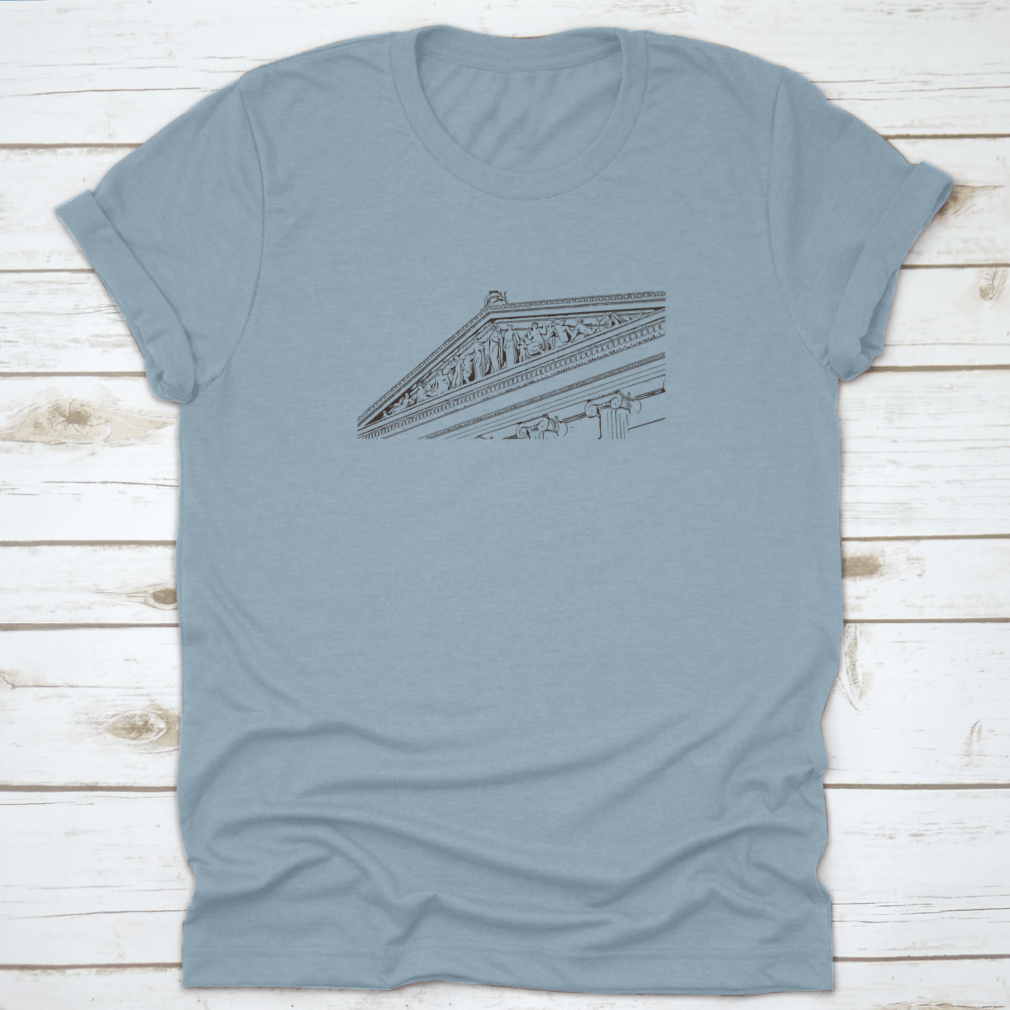 Hand-drawn design of the Philadelphia Museum of Art on a comfortable cotton t-shirt, showcasing artistic details.