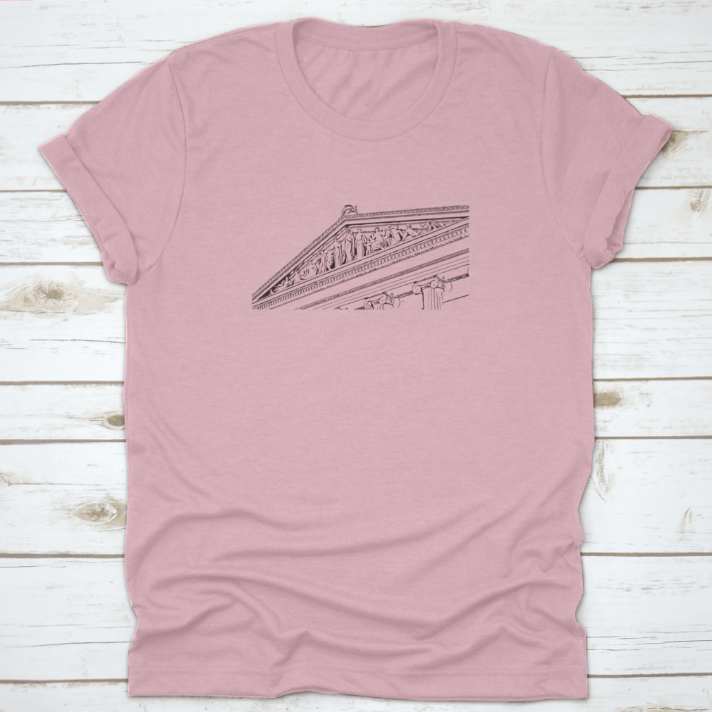 Hand-drawn design of the Philadelphia Museum of Art on a comfortable cotton t-shirt, showcasing artistic details.