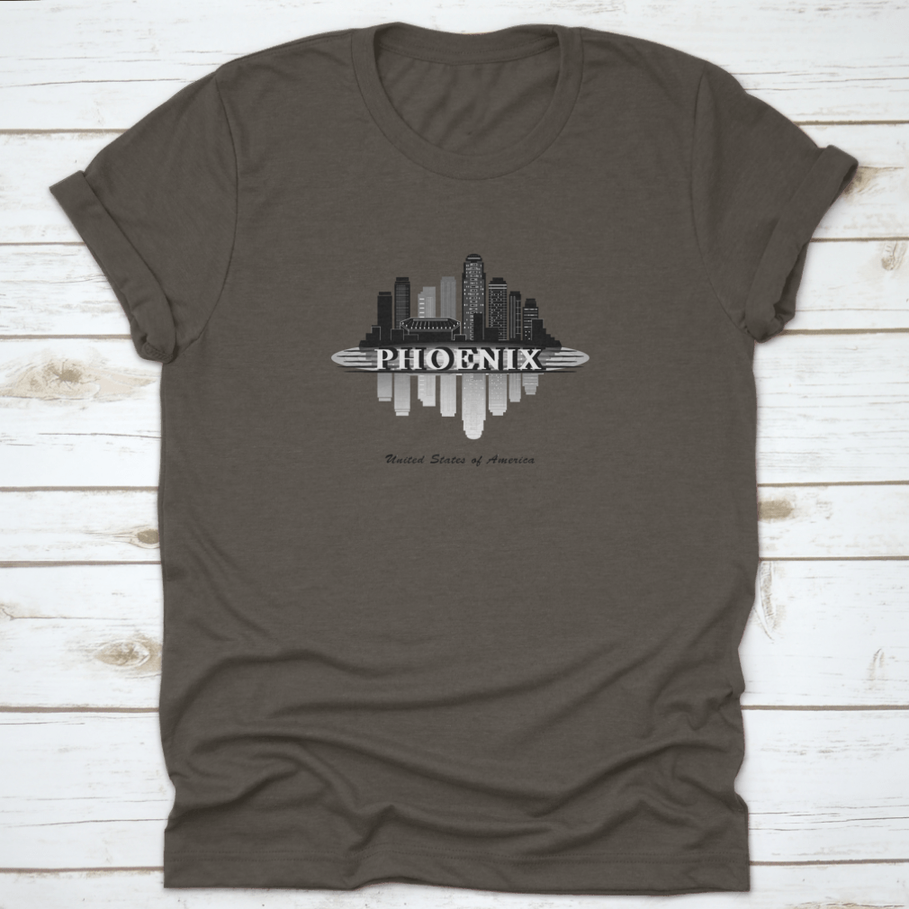 Detailed vector silhouette of the Phoenix, Arizona skyline showcasing iconic buildings and landmarks.